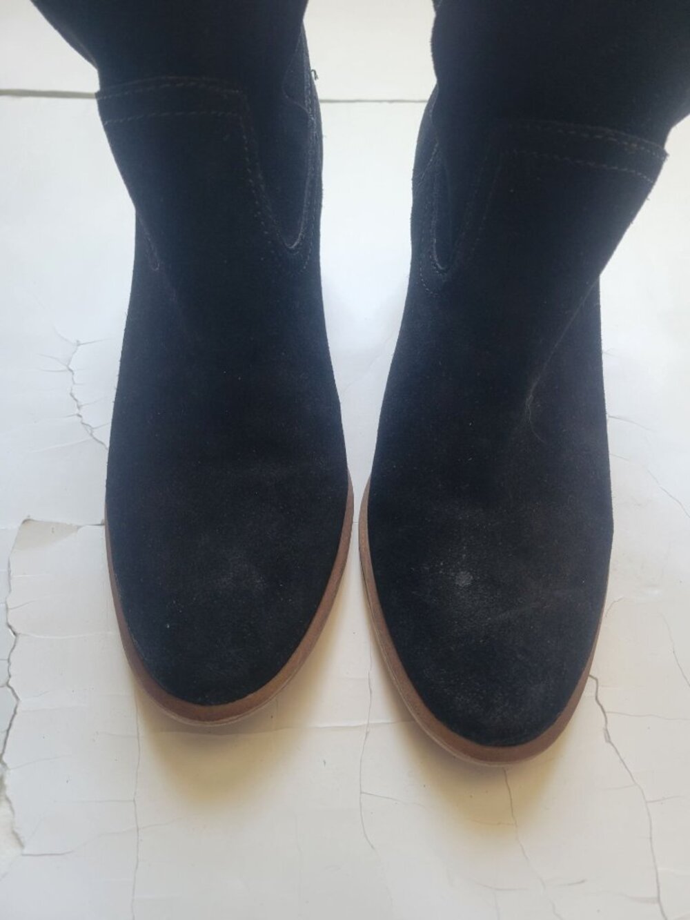 BP black suede ankle booties, crafted from soft black suede stacked block Sz 8 - Picture 6 of 7
